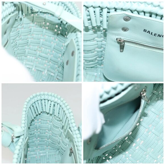 BALENCIAGA Hand Bag Vinyl 2way Green Silver Auth - Picture 15 of 16